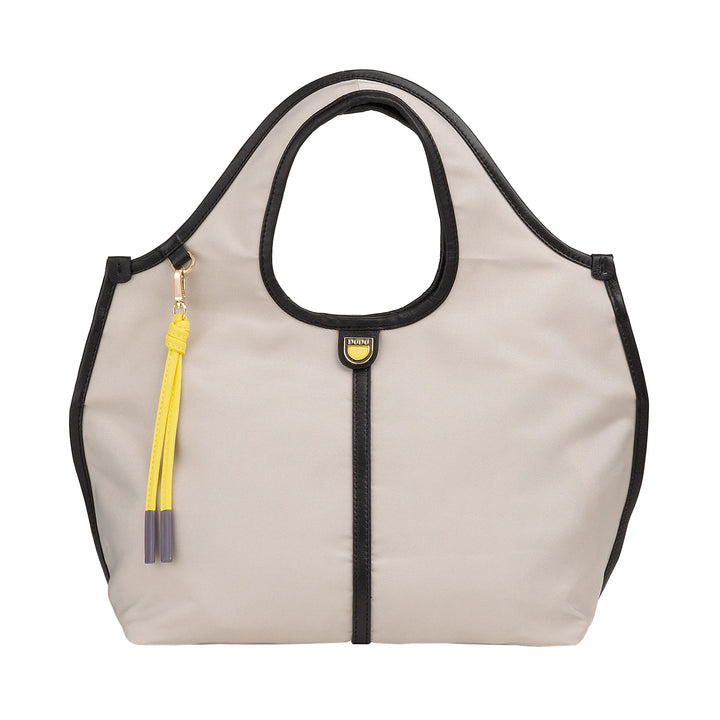 DUDU Kleine Damen-Schulterhandtasche aus Nylon und Leder – leichter Shopper mit verstellbarem Schultergurt und Magnetverschluss