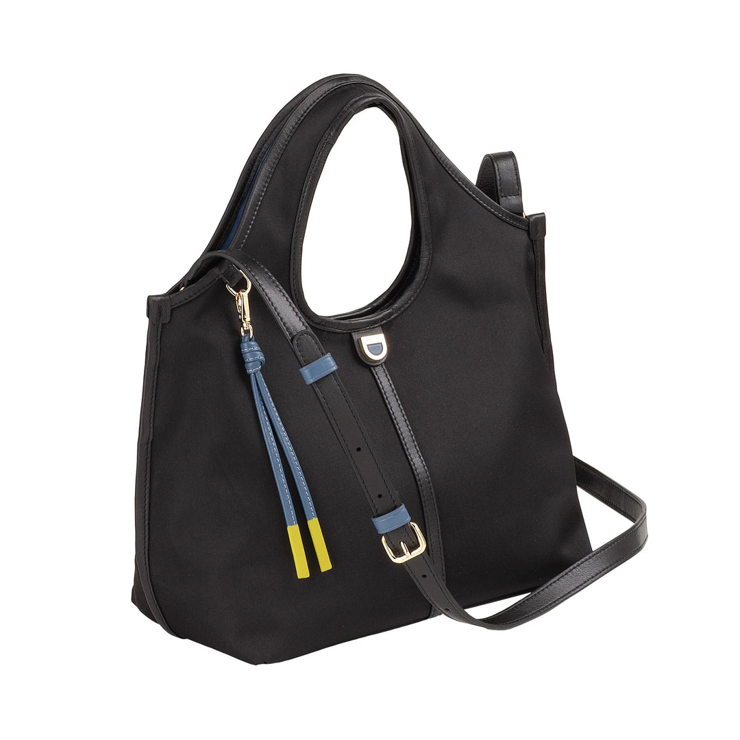 DUDU Petit Sac à Main Bandoulière pour Femme en Nylon et Cuir - Cabas Léger avec Bandoulière Ajustable et Fermeture Magnétique