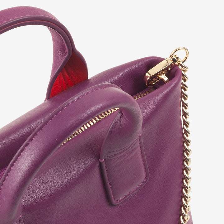 DUDU Kleine Damen-Umhängetasche aus echtem Leder, elegante Mini-Abendtasche, 22 x 13 cm, doppelte Griffe, Kettenschultergurt, Reißverschluss