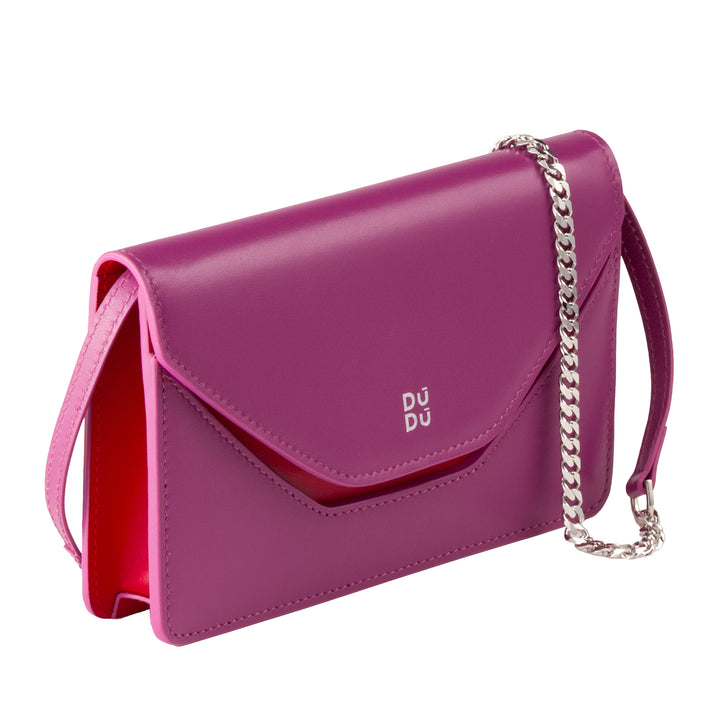 DUDU Piccola Borsa a Tracolla Spalla Donna Catena Made in Italy in Vera Pelle, Convertibile a Marsupio, Mini Borsetta a Busta