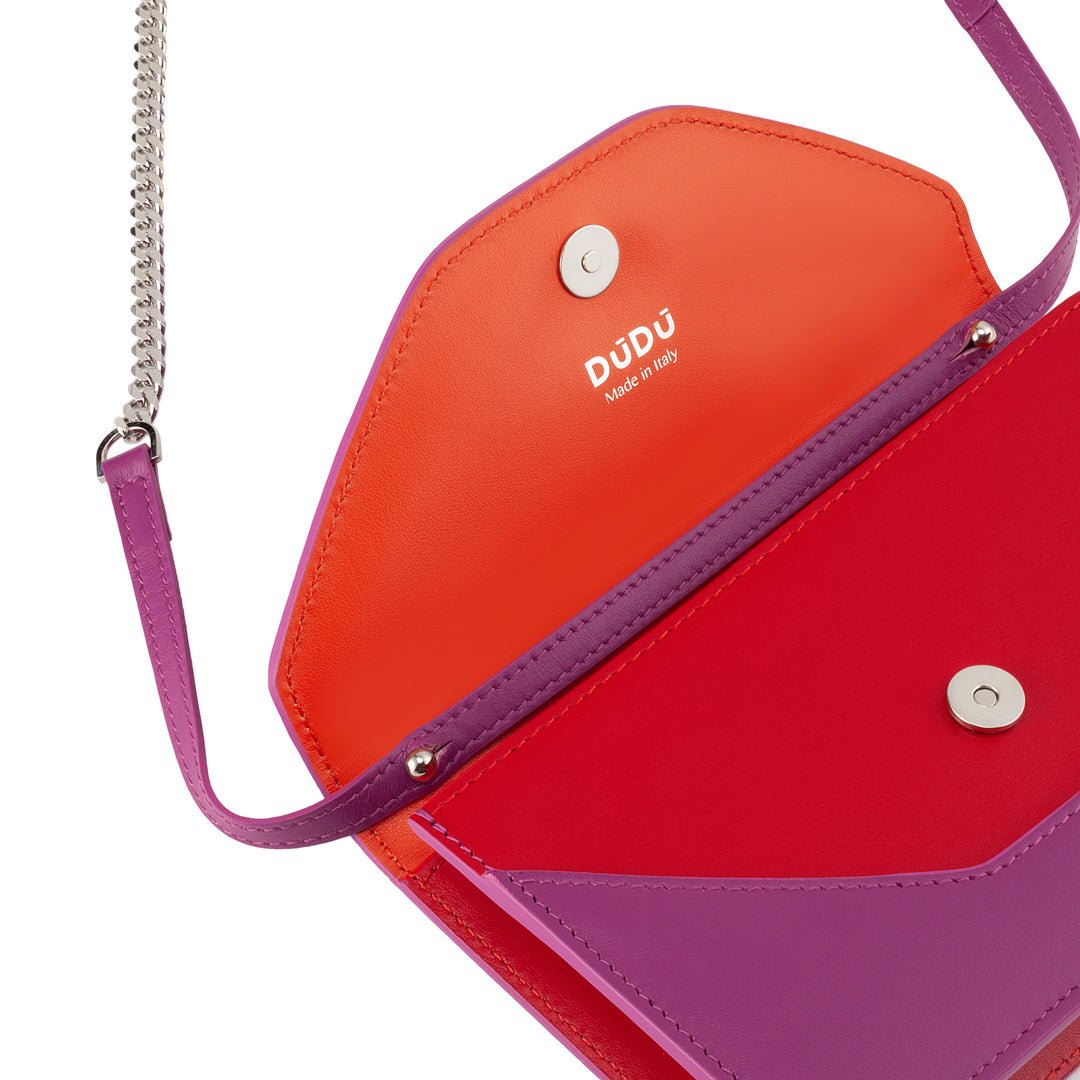 DUDU Piccola Borsa a Tracolla Spalla Donna Catena Made in Italy in Vera Pelle, Convertibile a Marsupio, Mini Borsetta a Busta