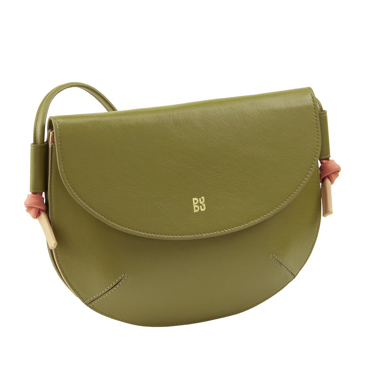 DUDU Borsa Donna a Tracolla con Patta in Vera Pelle, Piccola Borsetta a Spalla con Pattina a Bottone Magnetico, Borsa