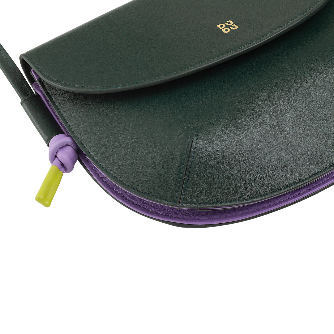 DUDU Damen Umhängetasche mit Klappe aus echtem Leder, kleine Umhängetasche mit magnetischer Knopfklappe, Handtasche