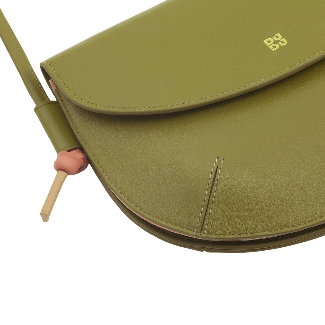 DUDU Borsa Donna a Tracolla con Patta in Vera Pelle, Piccola Borsetta a Spalla con Pattina a Bottone Magnetico, Borsa