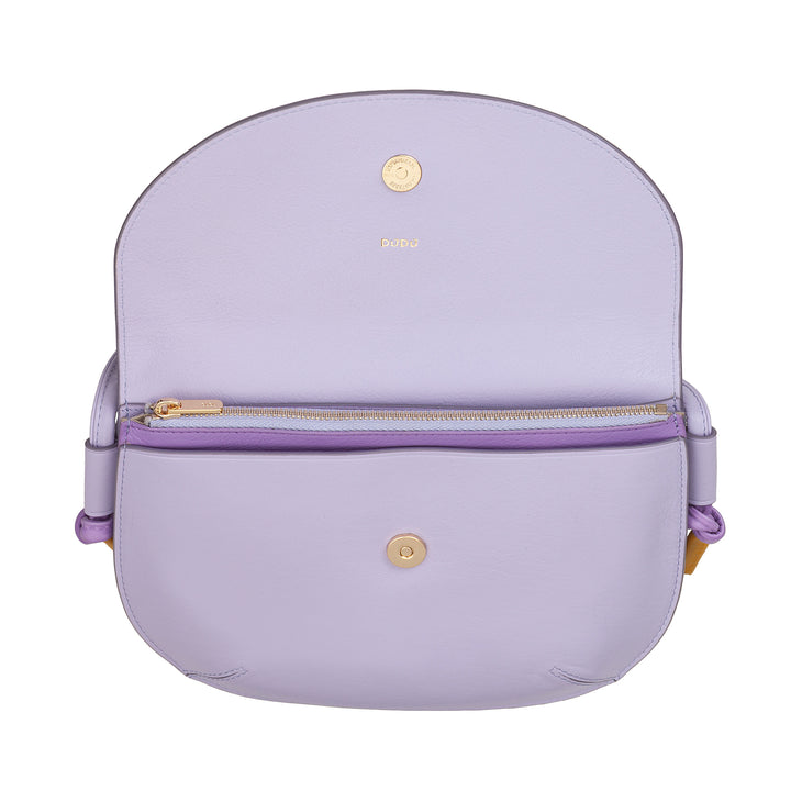 DUDU Borsa Donna a Tracolla con Patta in Vera Pelle, Piccola Borsetta a Spalla con Pattina a Bottone Magnetico, Borsa