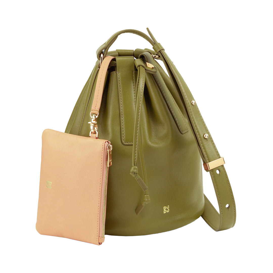 DUDU Borsa a Secchiello Donna in Pelle Grande con Tracolla Regolabile e Chiusura a Coulisse – Borsa Elegante, Spaziosa e Pratica per Uso Quotidiano e Occasioni Speciali