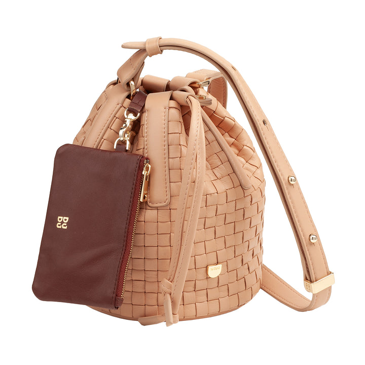 DUDU Woven Leather Bucket Bag - Small Women&