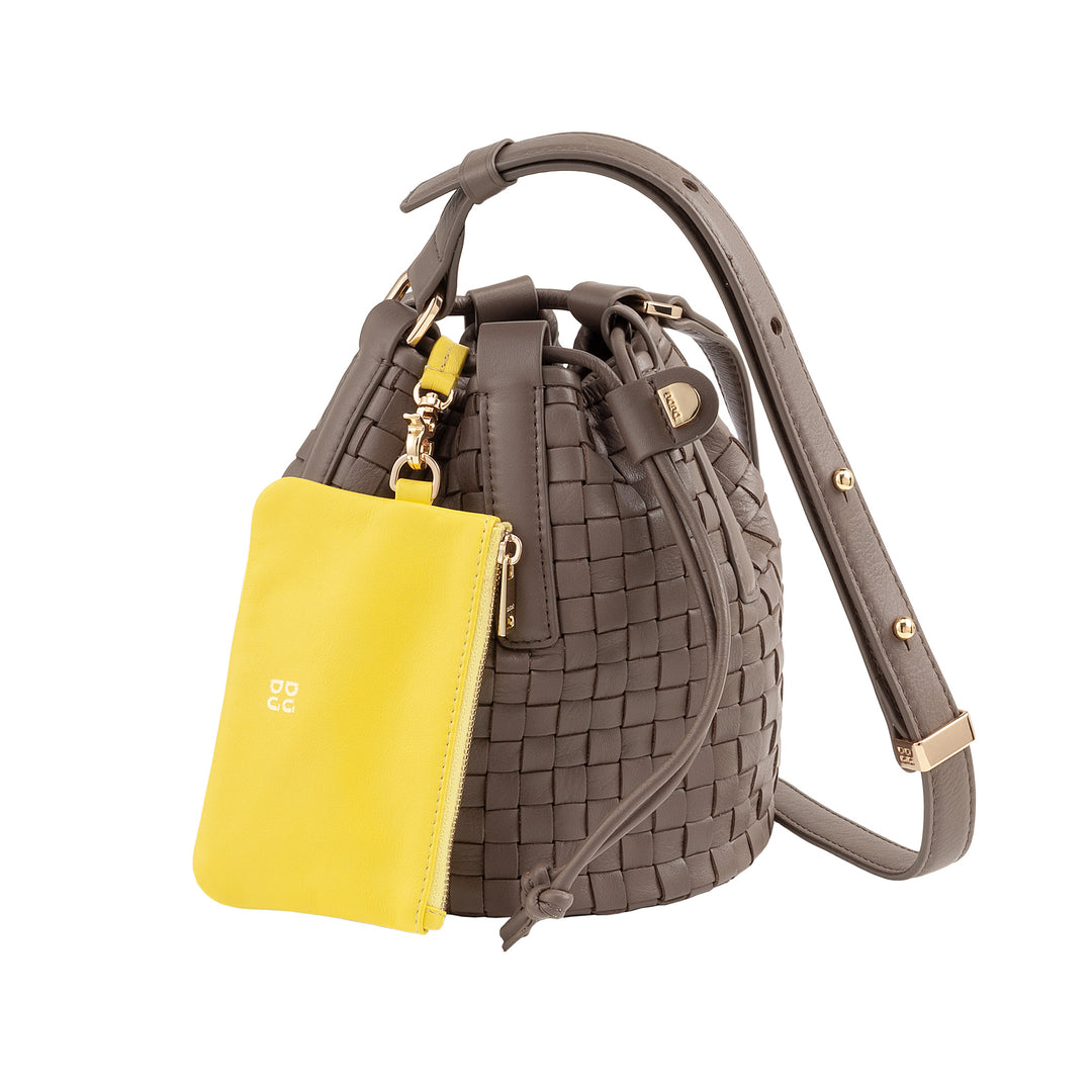 DUDU Woven Leather Bucket Bag - Small Women&