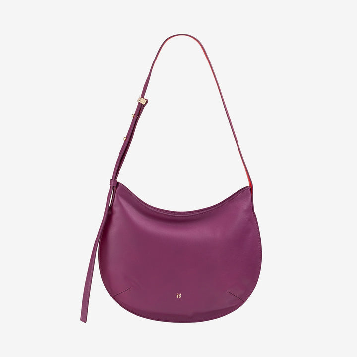 DUDU Bolso Bandolera Mediano Suave para Mujer en Piel Auténtica, Bolso Hobo con Correa Ajustable, Bolso Bandolera con Cremallera