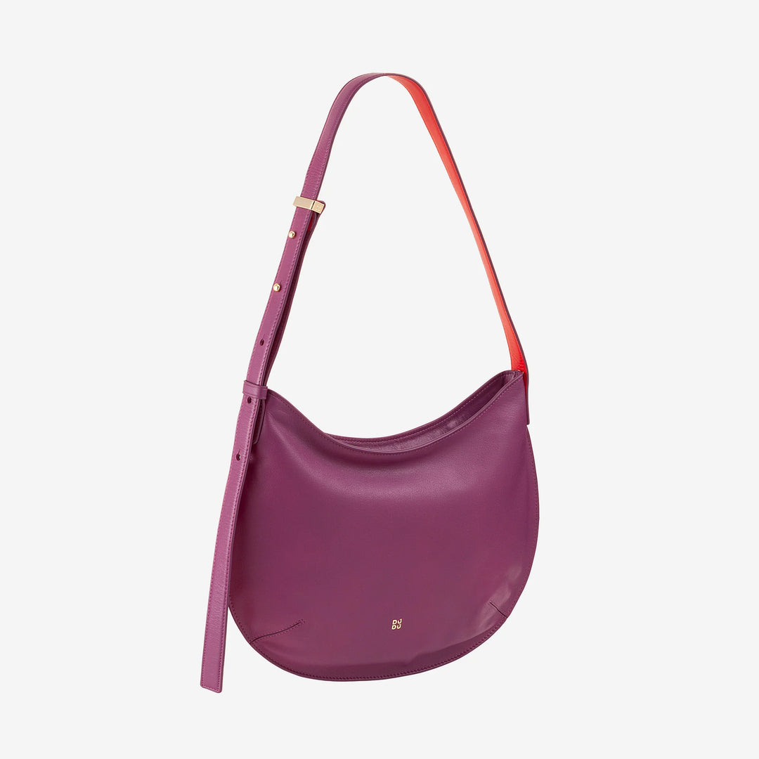 DUDU Bolso Bandolera Mediano Suave para Mujer en Piel Auténtica, Bolso Hobo con Correa Ajustable, Bolso Bandolera con Cremallera