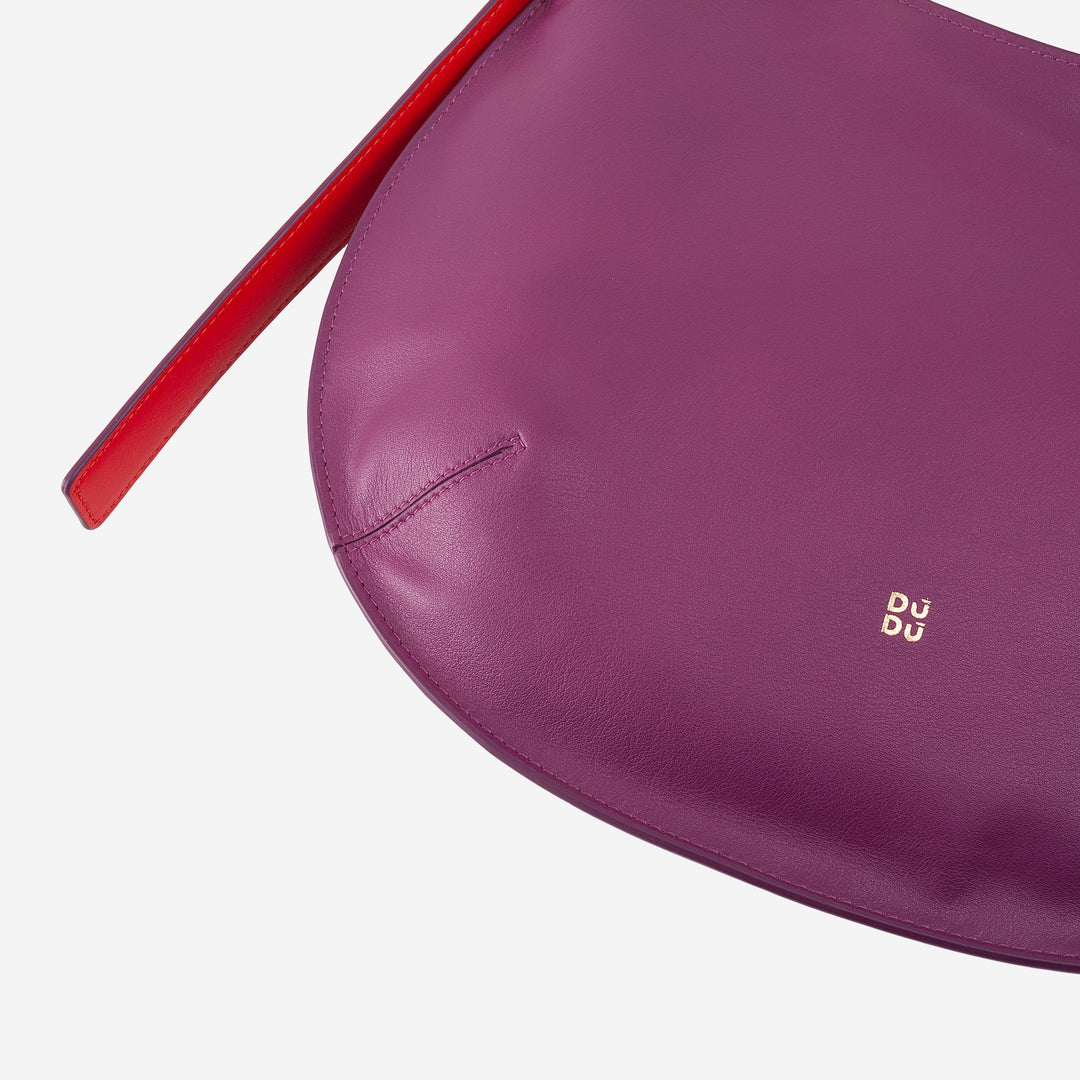 DUDU Bolso Bandolera Mediano Suave para Mujer en Piel Auténtica, Bolso Hobo con Correa Ajustable, Bolso Bandolera con Cremallera