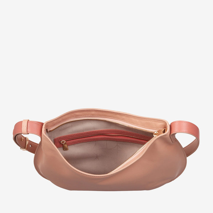 DUDU Mittelgroße weiche Umhängetasche für Damen aus echtem Leder, Hobo-Tasche mit verstellbarem Schultergurt, Umhängetasche mit Reißverschluss