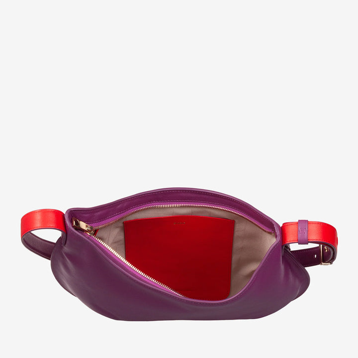 DUDU Bolso Bandolera Mediano Suave para Mujer en Piel Auténtica, Bolso Hobo con Correa Ajustable, Bolso Bandolera con Cremallera