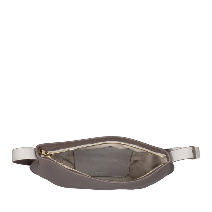 DUDU Mittelgroße weiche Umhängetasche für Damen aus echtem Leder, Hobo-Tasche mit verstellbarem Schultergurt, Umhängetasche mit Reißverschluss