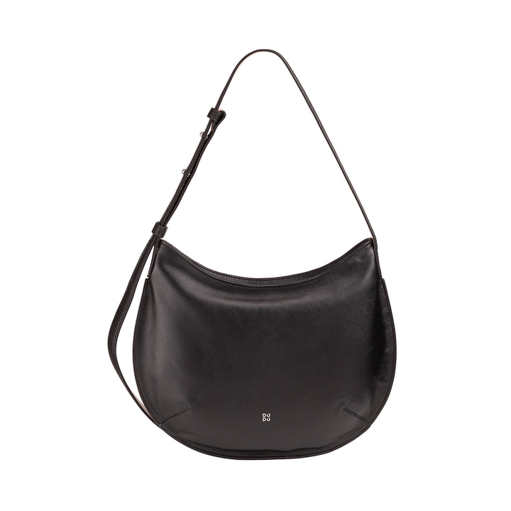 DUDUDUDU Bolso de hombro suave para mujer mediano de cuero genuino, Bolso Hobo con correa ajustable, Bolso de hombro con cremallera Zip