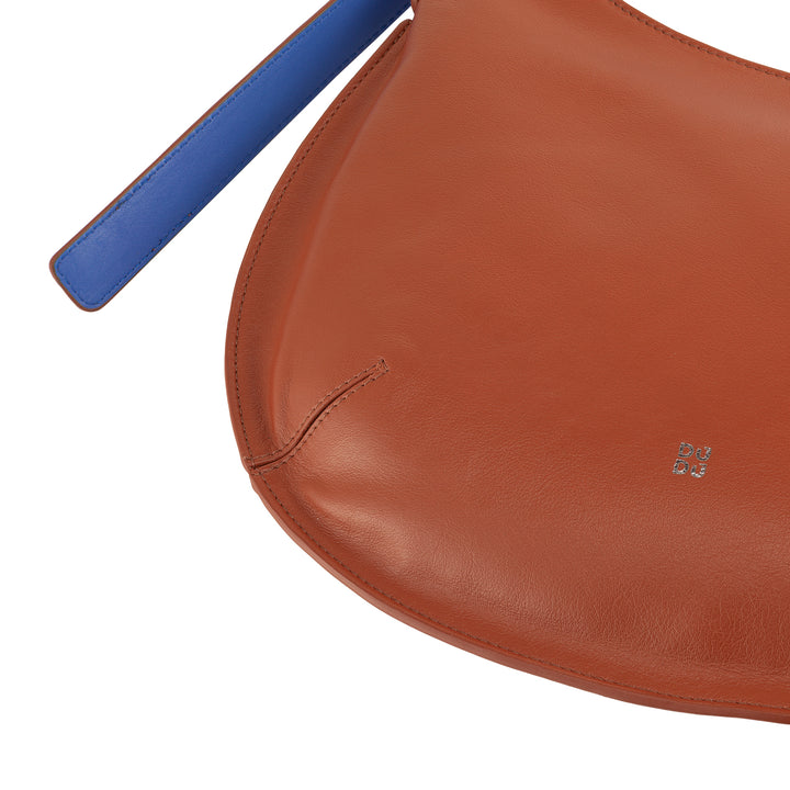 DUDU Borsa a Spalla Morbida Donna Media in Vera Pelle, Borsa Hobo con Spallina Regolabile, Borsetta a Tracolla con Cerniera Zip