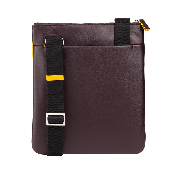 DUDU Sac à Bandoulière en Cuir pour Homme avec Fermeture Éclair, Sac à Bandoulière Design Compact en Cuir Véritable Coloré et Bandoulière Réglable