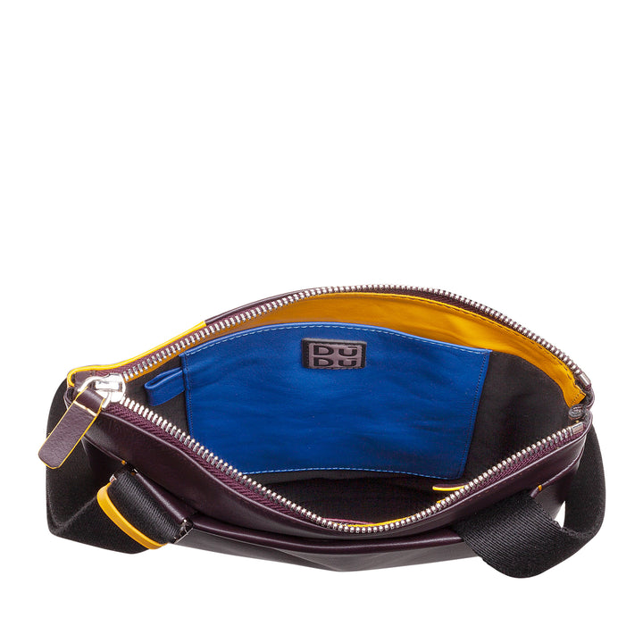 DUDU Sac à Bandoulière en Cuir pour Homme avec Fermeture Éclair, Sac à Bandoulière Design Compact en Cuir Véritable Coloré et Bandoulière Réglable