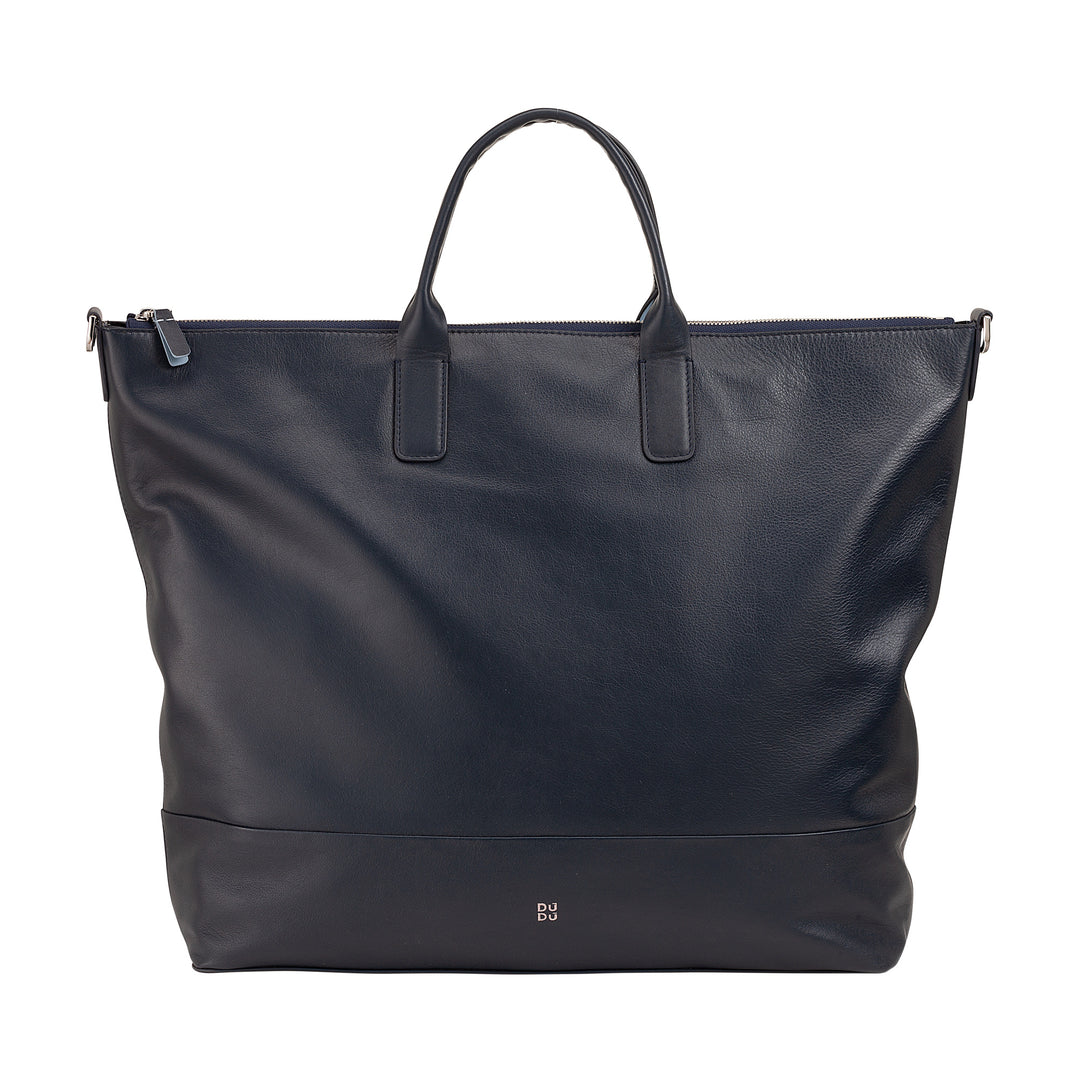 DUDU Grand Sac Femme en Cuir Souple, Grand Sac à Bandoulière avec Bandoulière Amovible, Sac à Main avec Deux Poignées et Fermeture Éclair