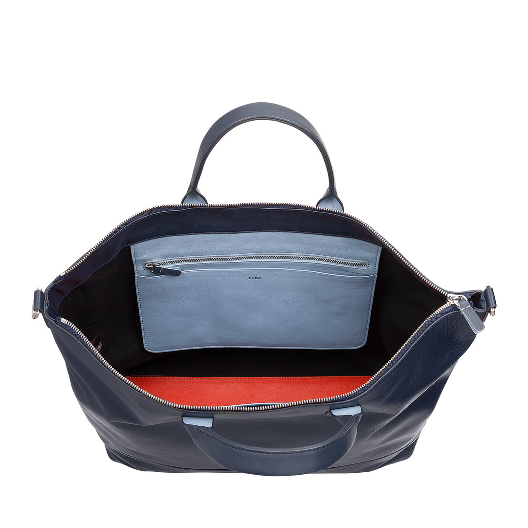 DUDU Grand Sac Femme en Cuir Souple, Grand Sac à Bandoulière avec Bandoulière Amovible, Sac à Main avec Deux Poignées et Fermeture Éclair