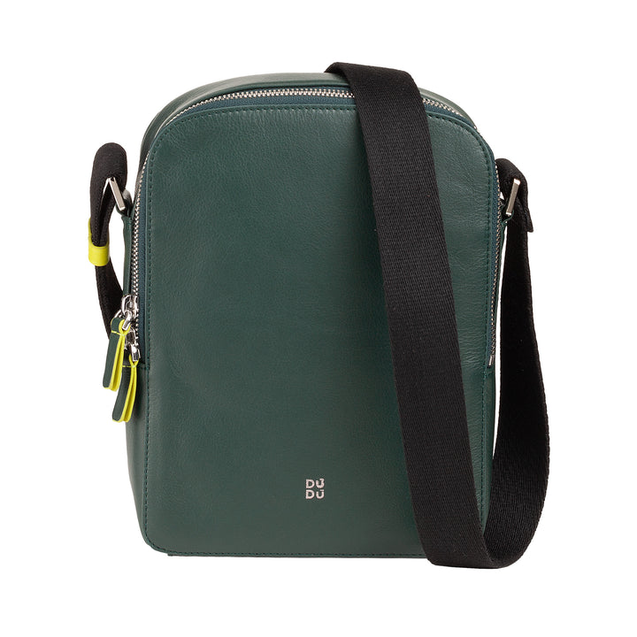 Bolso de Hombre DUDU en Piel Verdadera de Color, Bolso Bandolera Ajustable, Diseño Pequeño y Compacto, Multicompartimentos y Cierre con Cremallera