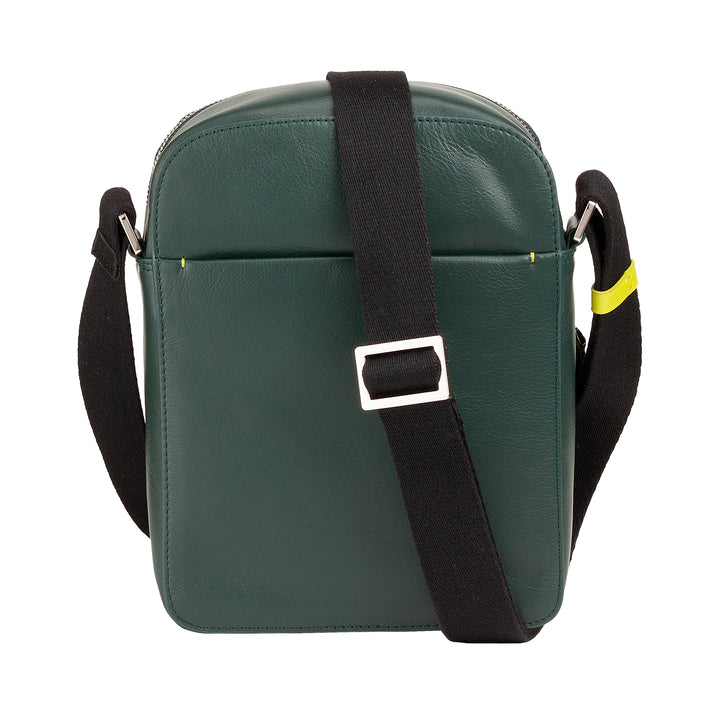 Bolso de Hombre DUDU en Piel Verdadera de Color, Bolso Bandolera Ajustable, Diseño Pequeño y Compacto, Multicompartimentos y Cierre con Cremallera