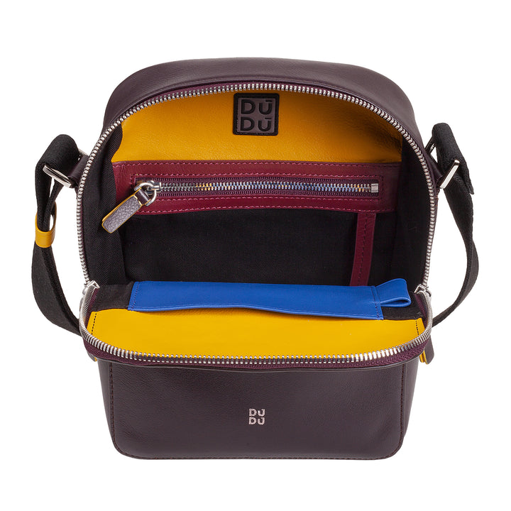DUDU Borsello Uomo in Vera Pelle Colorato, Borsa a Tracolla Regolabile, Design Piccolo Compatto, Multi Scomparto e Chiusura Zip