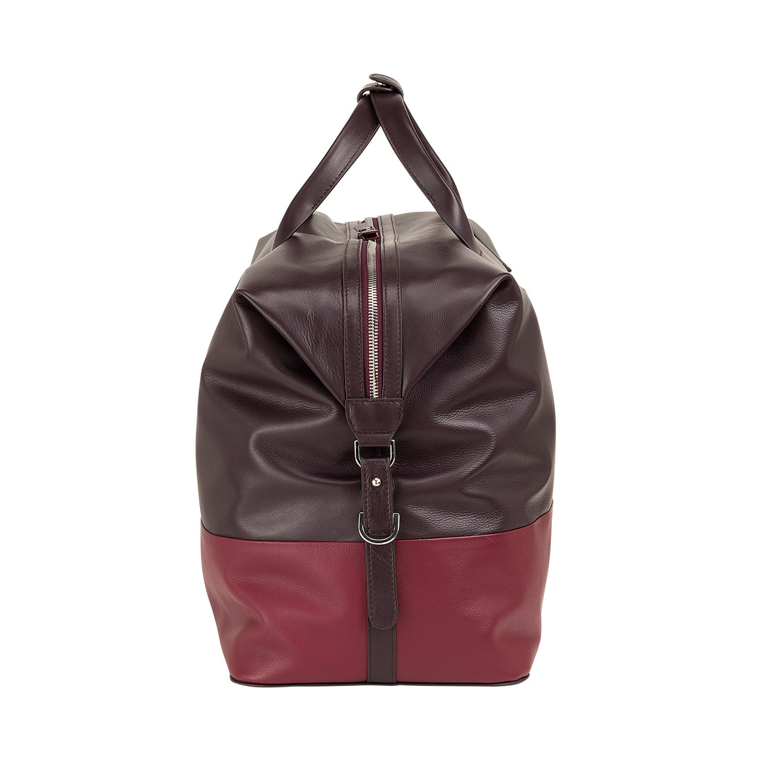 DUDU Herren- und Damen-Reisetasche aus Leder, Wochenendtasche mit zwei Griffen, Handgepäck oder Umhängetasche 28 Liter mit Reißverschluss