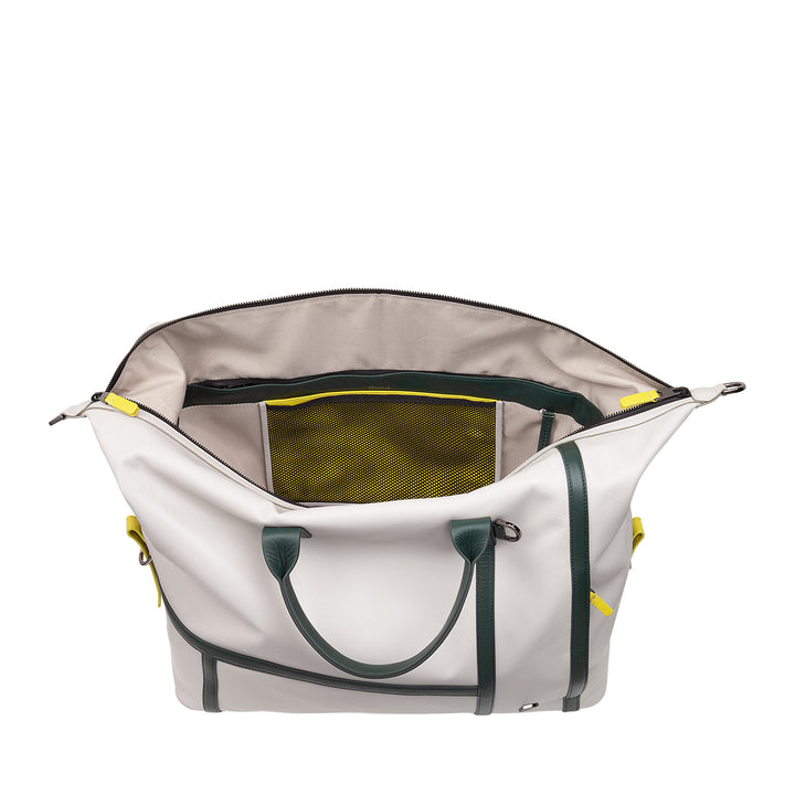 DUDU Leather Tennis Gym Duffel Bag, 28 Litres, Limited Edition, Detachable Shoulder Strap, Zip Closure, Weekender for Travel, Leather Sports Bag