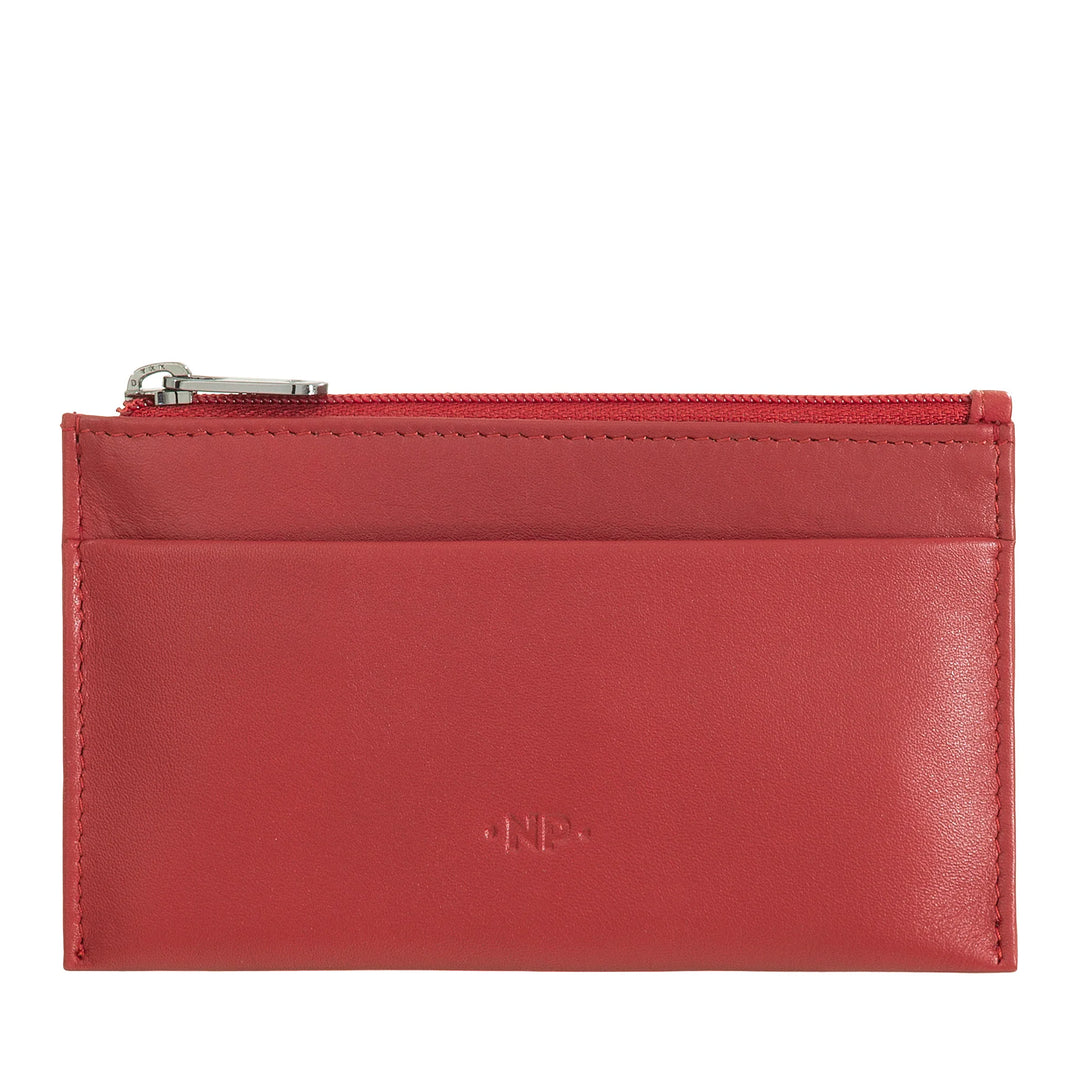Nuvola Pelle Portachiavi e Portamonete in Vera Pelle Nappa Bustina Astuccio con Zip e 2 anelli per le chiavi