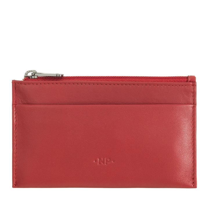 Nuvola Pelle Portachiavi e Portamonete in Vera Pelle Nappa Bustina Astuccio con Zip e 2 anelli per le chiavi