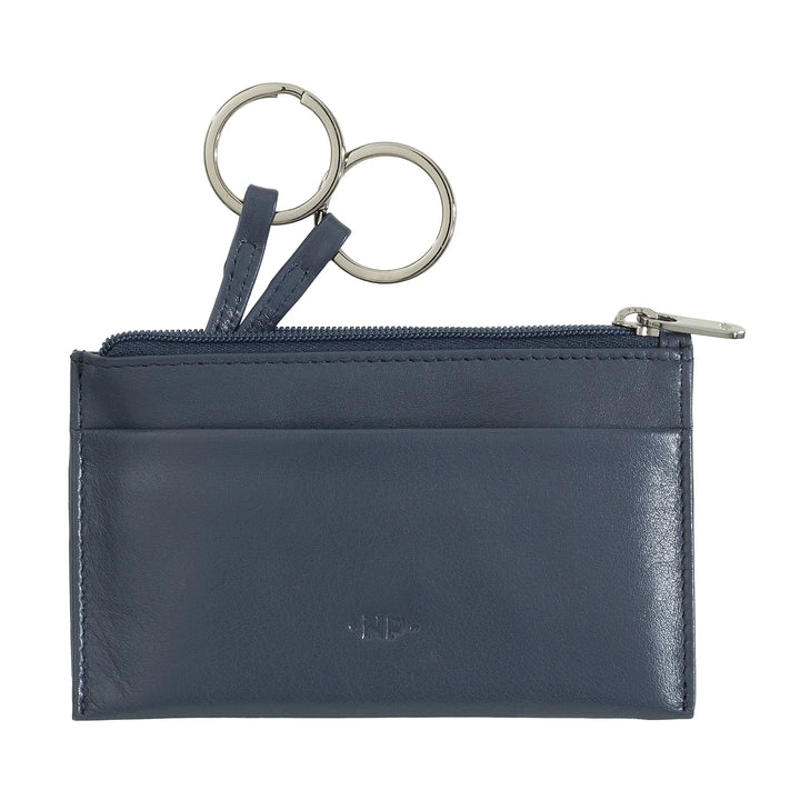 Nuvola Pelle Portachiavi e Portamonete in Vera Pelle Nappa Bustina Astuccio con Zip e 2 anelli per le chiavi