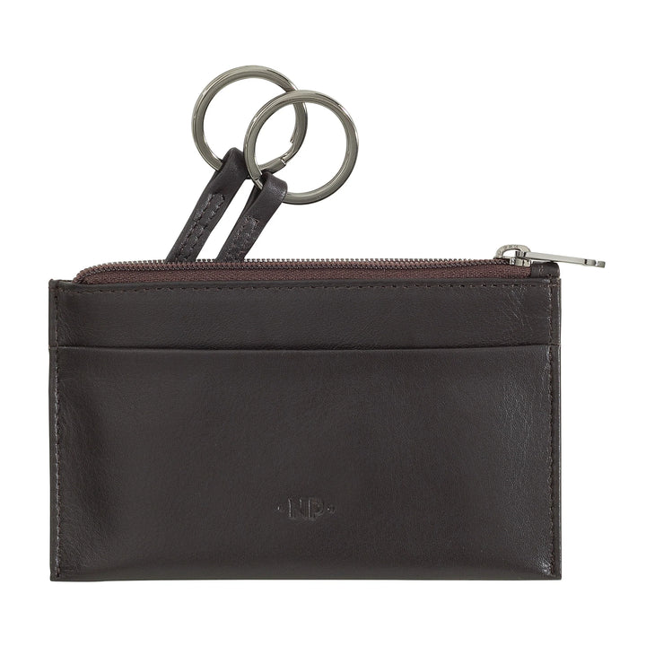 Nuvola Pelle Portachiavi e Portamonete in Vera Pelle Nappa Bustina Astuccio con Zip e 2 anelli per le chiavi