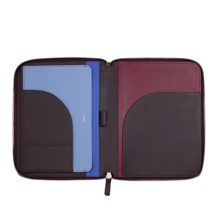 DUDU A5-Dokumentenmappe aus echtem Leder für Damen und Herren, iPad Mini-Tablet-Halter, Klemmbrett, Organizer für A5-Notizbücher