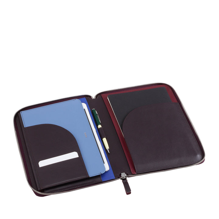 DUDU A5-Dokumentenmappe aus echtem Leder für Damen und Herren, iPad Mini-Tablet-Halter, Klemmbrett, Organizer für A5-Notizbücher