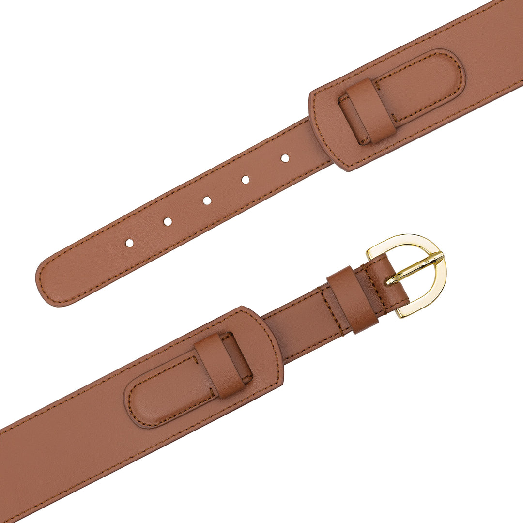 DUDU Damen-Ledergürtel, hergestellt in Italien, H 40 mm, mit Metallschnalle, Breite 4 cm, eleganter Gürtel für Kleid, Hose