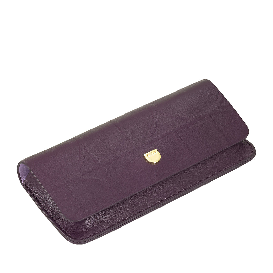 DUDU Estuche para gafas y gafas de sol de cuero genuino suave estampado con cierre magnético, estuche para gafas de dos tonos