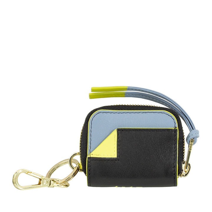 DUDU Étui AirPods en cuir avec porte-clés – Mini pochette zippée pour écouteurs sans fil, porte-clés, housse en cuir élégante pour femme
