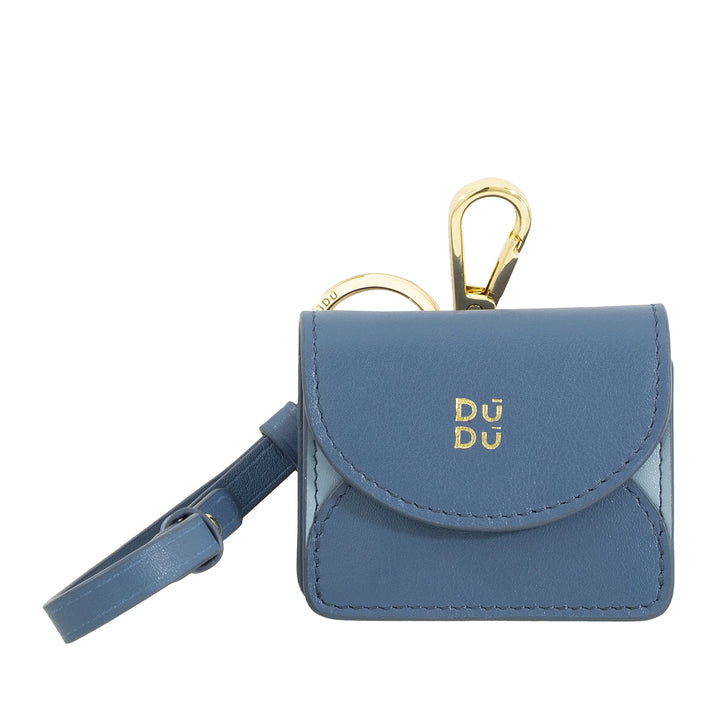 DUDU Air Pod Kopfhörer-Hülle aus echtem Leder mit Schlüsselring – Mini-Hülle mit Karabiner, elegant und kompakt