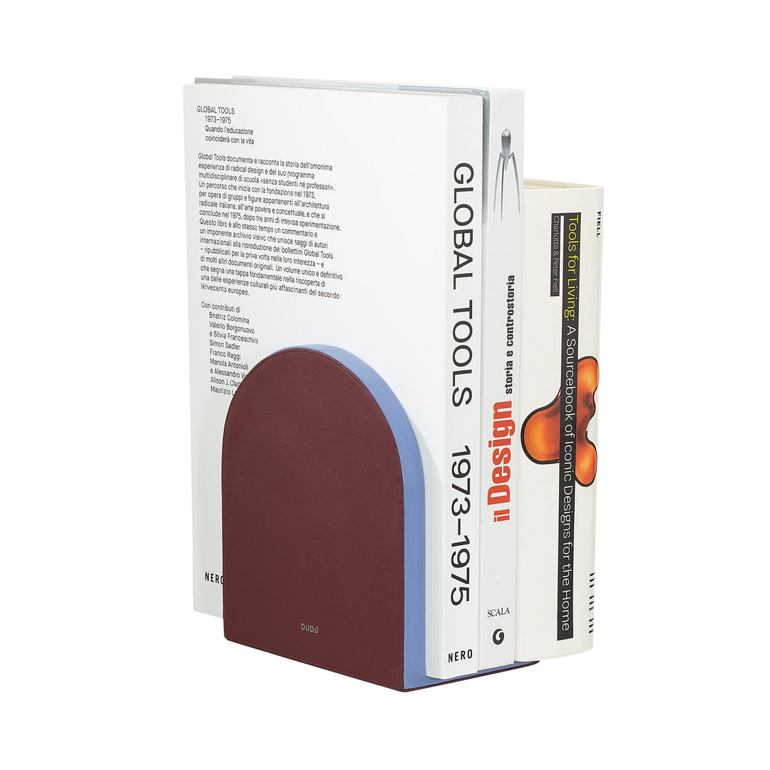 DUDU Dekorative Design-Buchstütze, Buchstützen mit farbigem Echtlederbezug, für Heimregale und Büroschreibtische