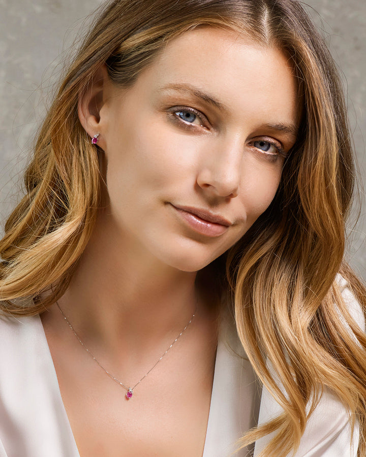 Comete Necklace with Ruby and Diamonds in white gold GLB1636