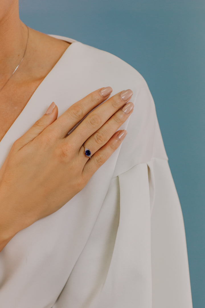 Comete Anello in Oro Diamanti e Zaffiro blu Antico ANB2488