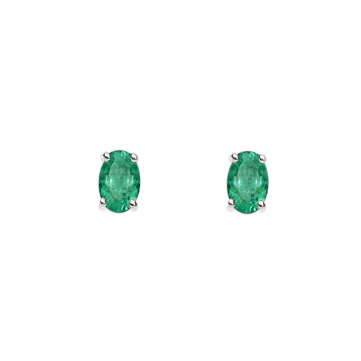 Pendientes Comete en oro blanco con Esmeraldas Ovaladas ORB1093S3