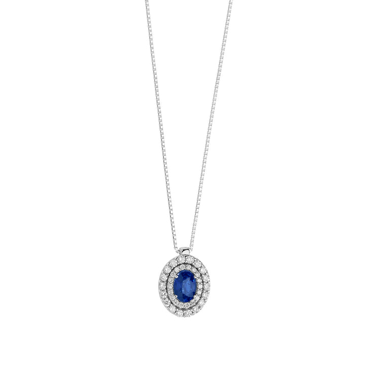 Comete Girocollo in Oro Diamanti e Zaffiro blu ovale GLB1474