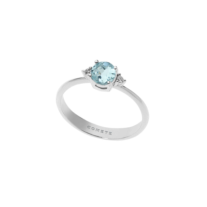 Comete Gold Ring with Diamonds and Round Aquamarine ANQ294