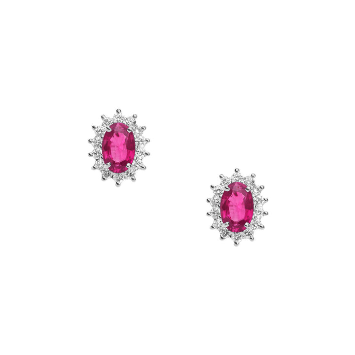 Pendientes Comete Oval Oro, Diamantes y Rubíes ORB1023