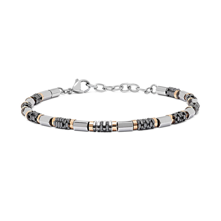 Comete Bracciale in acciaio satinato con ematite e Pvd UBR969