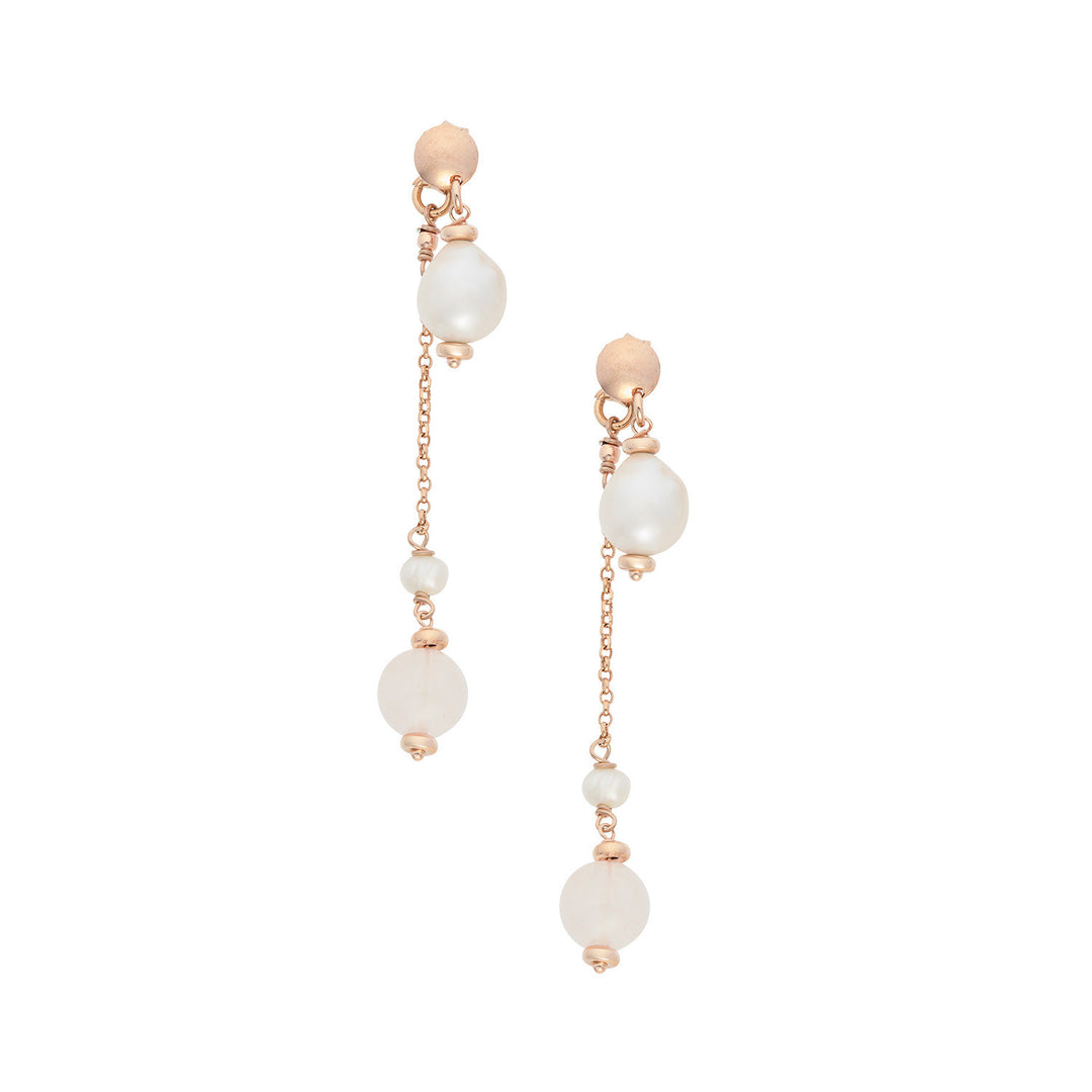 Comete Orecchini Argento 925‰ con Perle Acquadolce e Quarzo rosa ORA227
