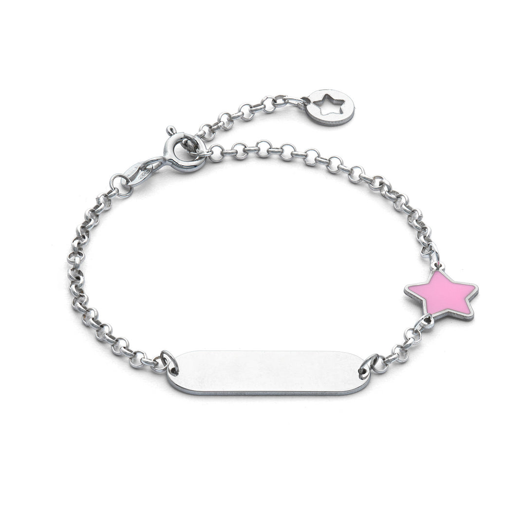 Pulsera Comete de Plata con Estrella Rosa BRA254