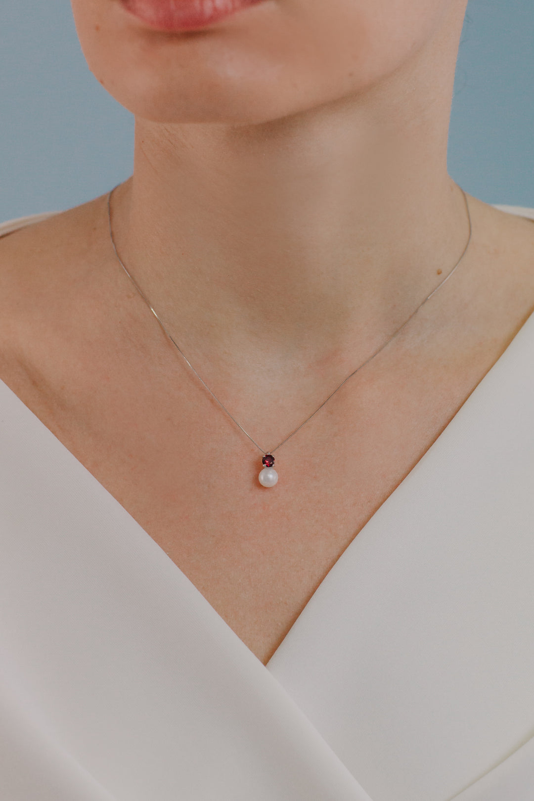 Comete Necklace in Gold, Pearls and Round Ruby GLP614